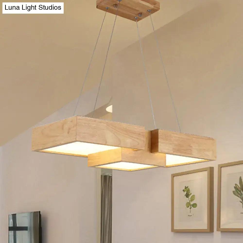 Japanese style wooden led pendant light kitchen island lamp