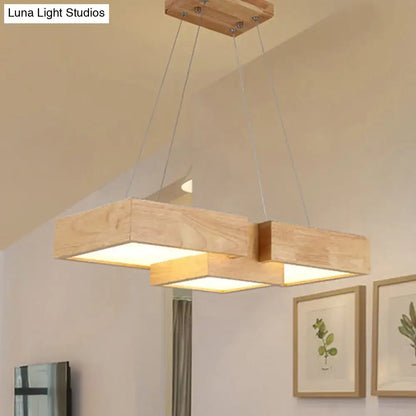 Japanese style wooden led pendant light kitchen island lamp
