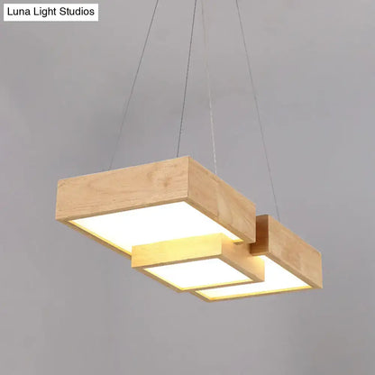 Japanese style wooden led pendant light kitchen island lamp