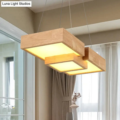 Japanese style wooden led pendant light kitchen island lamp