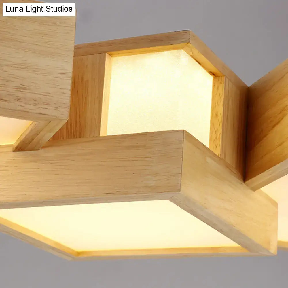 Japanese style wooden led pendant light kitchen island lamp