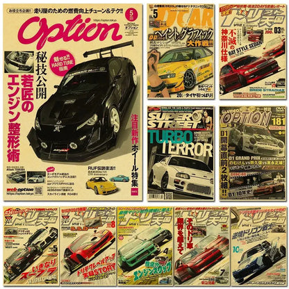 Retro jdm racing black sports car poster bedroom wall art