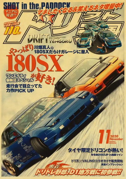 Retro jdm racing black sports car poster bedroom wall art