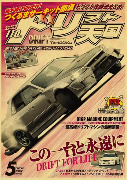 Retro jdm racing black sports car poster bedroom wall art