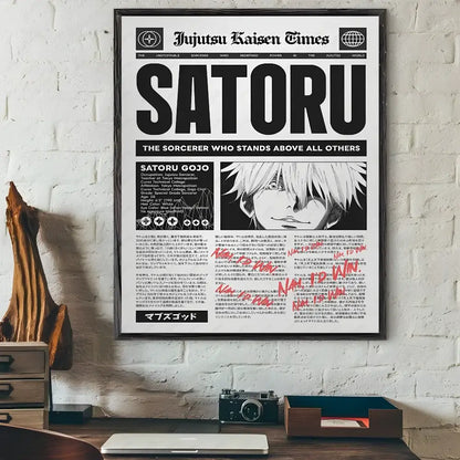 Modern jujutsu kaisen anime wall art bedroom black & white posters