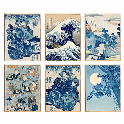 DecorBites™ Katsushika Hokusai Blue Waves Canvas Wall Art