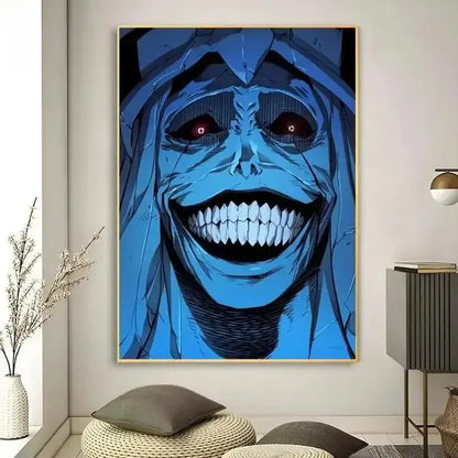 Solo leveling purple & blue anime canvas wall art bedroom decor