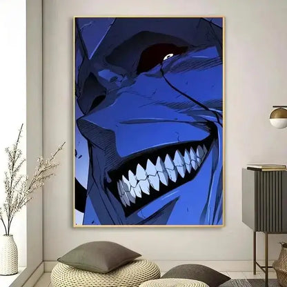 Solo leveling purple & blue anime canvas wall art bedroom decor
