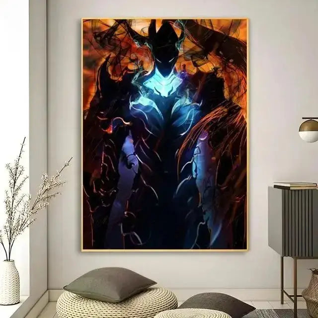 Solo leveling purple & blue anime canvas wall art bedroom decor