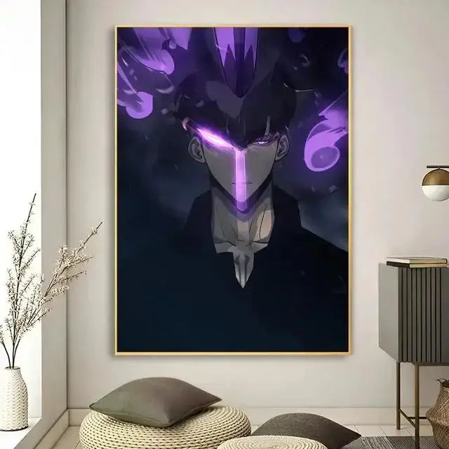 Solo leveling purple & blue anime canvas wall art bedroom decor
