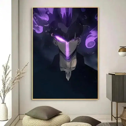 Solo leveling purple & blue anime canvas wall art bedroom decor