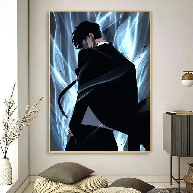 Solo leveling purple & blue anime canvas wall art bedroom decor