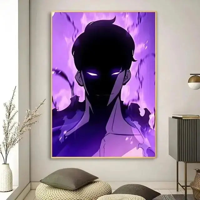 Solo leveling purple & blue anime canvas wall art bedroom decor