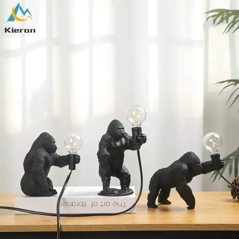 king kong led desk lamp black resin living room light
