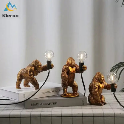 king kong led desk lamp black resin living room light
