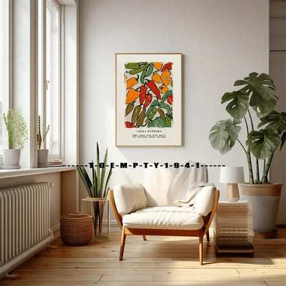 Vibrant orange and red kitchen gallery wall prints set of six