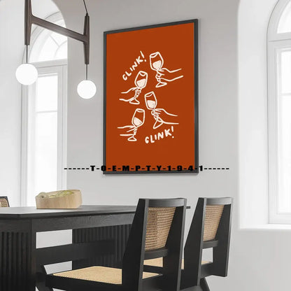 Vibrant orange and red kitchen gallery wall prints set of six