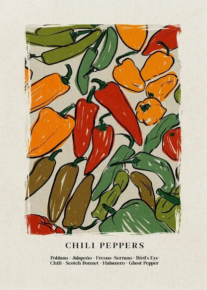 Vibrant orange and red kitchen gallery wall prints set of six
