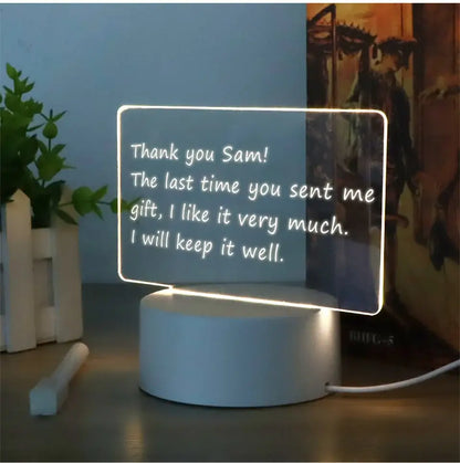 Modern acrylic note message board lamp bedroom desk decoration