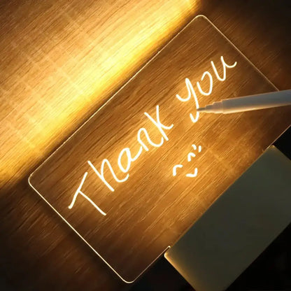 Modern acrylic note message board lamp bedroom desk decoration