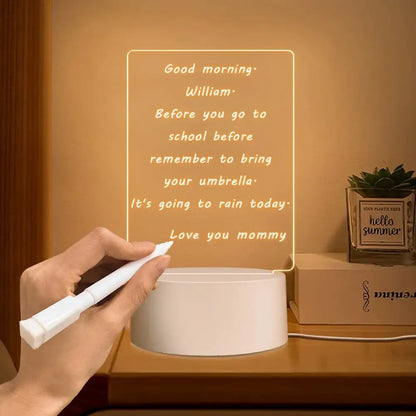Modern acrylic note message board lamp bedroom desk decoration