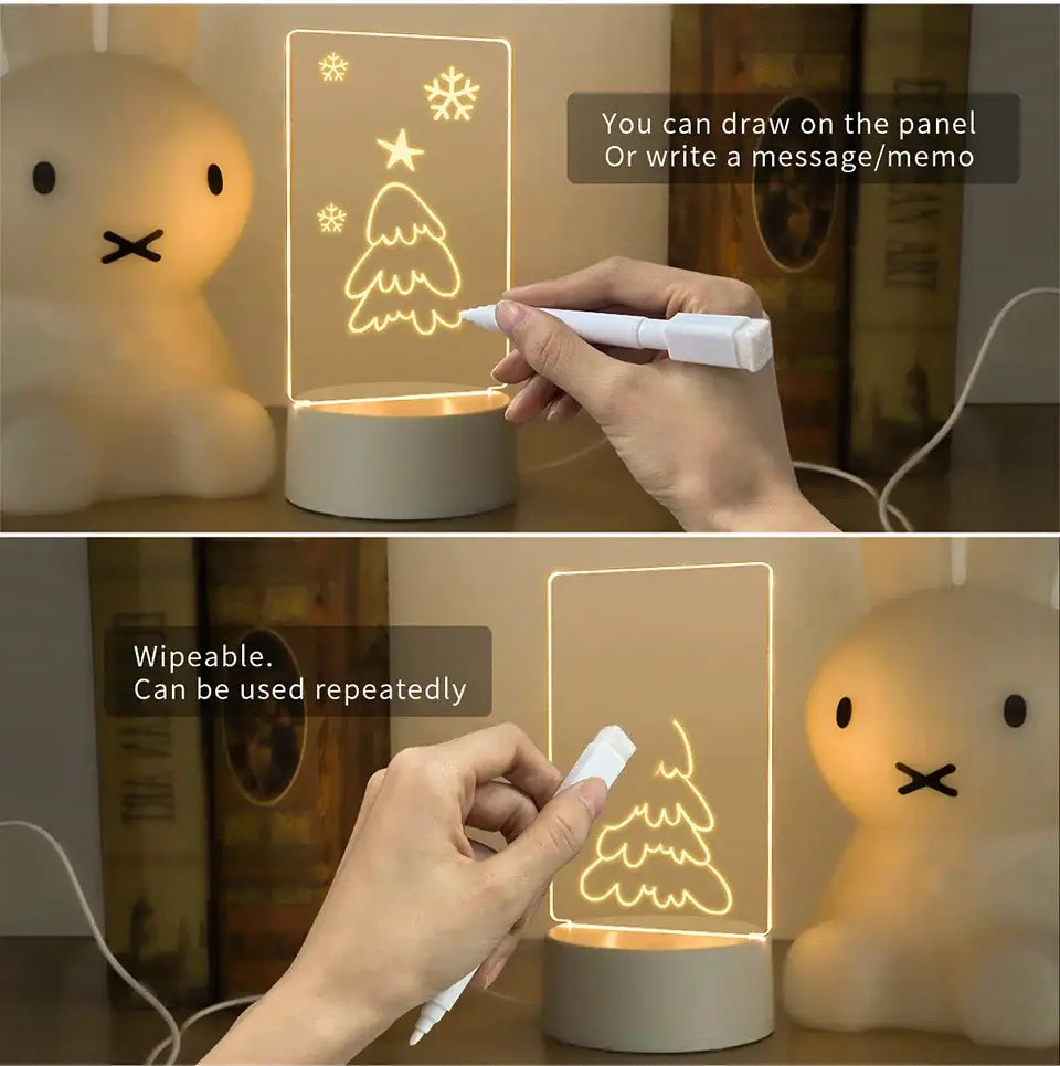 Modern acrylic note message board lamp bedroom desk decoration