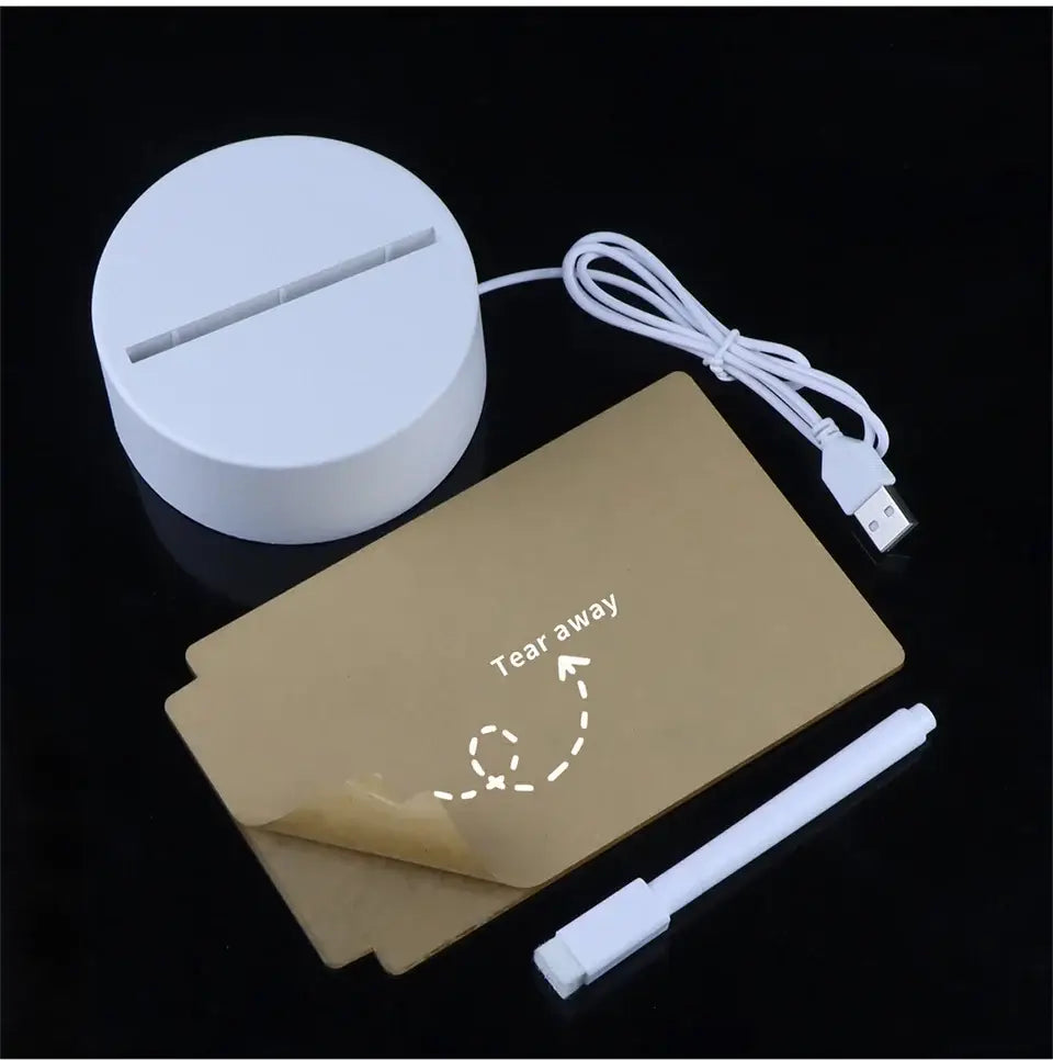 Modern acrylic note message board lamp bedroom desk decoration