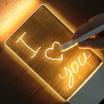 Modern acrylic note message board lamp bedroom desk decoration