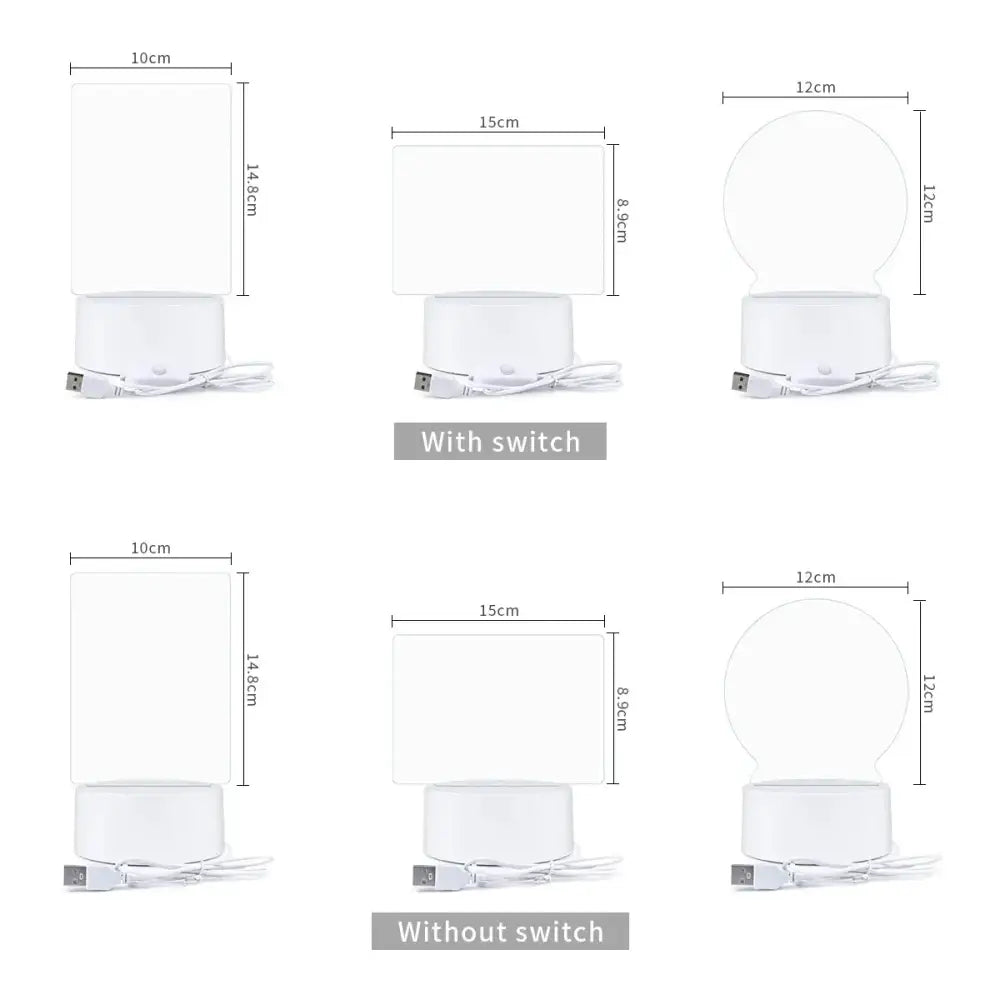 Modern acrylic note message board lamp bedroom desk decoration