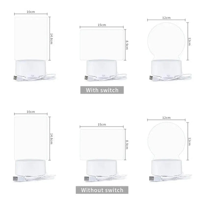 Modern acrylic note message board lamp bedroom desk decoration