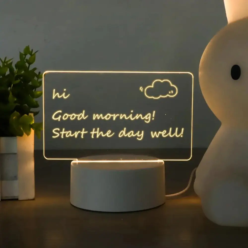 Modern acrylic note message board lamp bedroom desk decoration