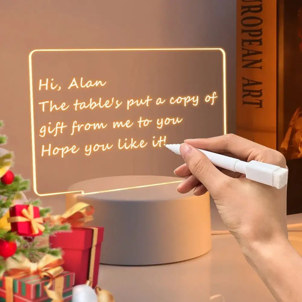 Modern acrylic note message board lamp bedroom desk decoration