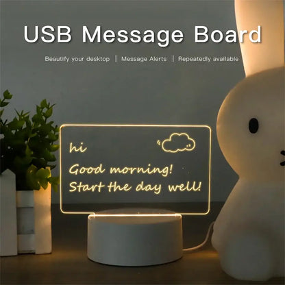 Modern acrylic note message board lamp bedroom desk decoration