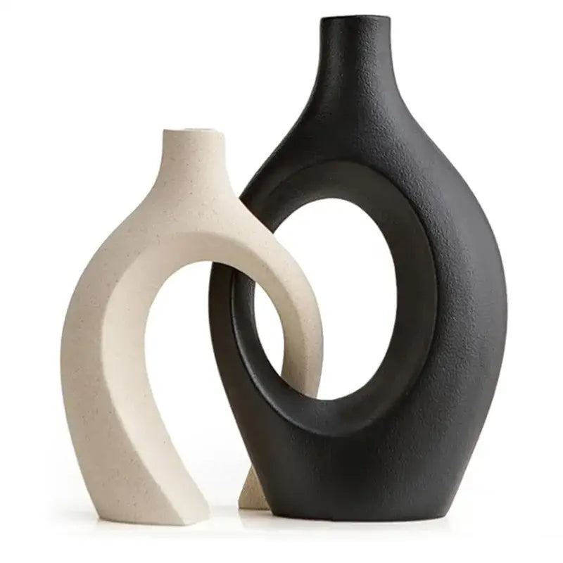 Minimalist white ceramic vase set living room large 21cm home decor
