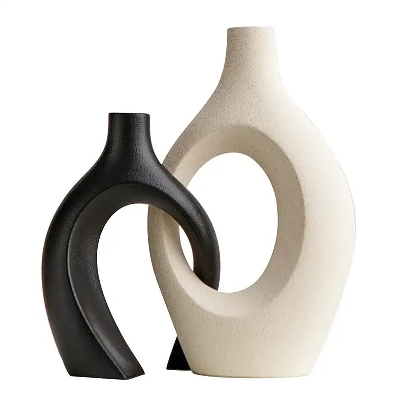 Minimalist white ceramic vase set living room large 21cm home decor