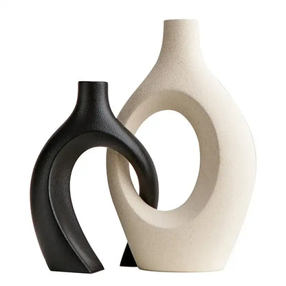 Minimalist white ceramic vase set living room large 21cm home decor