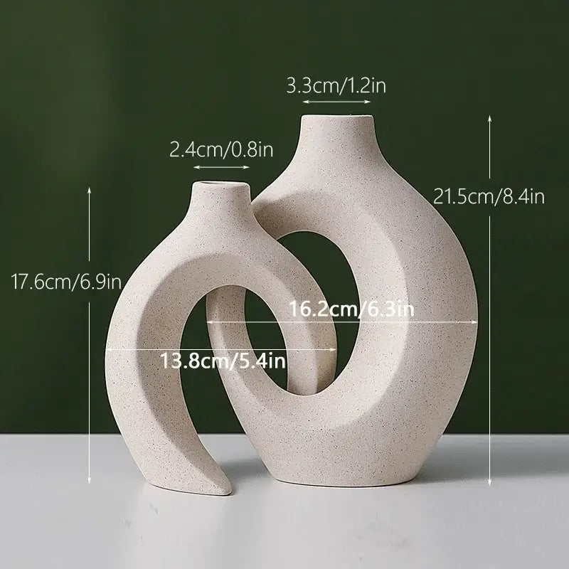 Minimalist white ceramic vase set living room large 21cm home decor