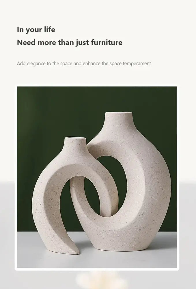 Minimalist white ceramic vase set living room large 21cm home decor