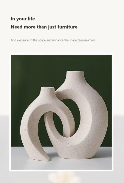 Minimalist white ceramic vase set living room large 21cm home decor