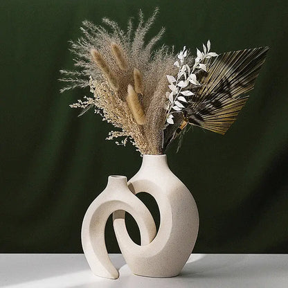 Minimalist white ceramic vase set living room large 21cm home decor