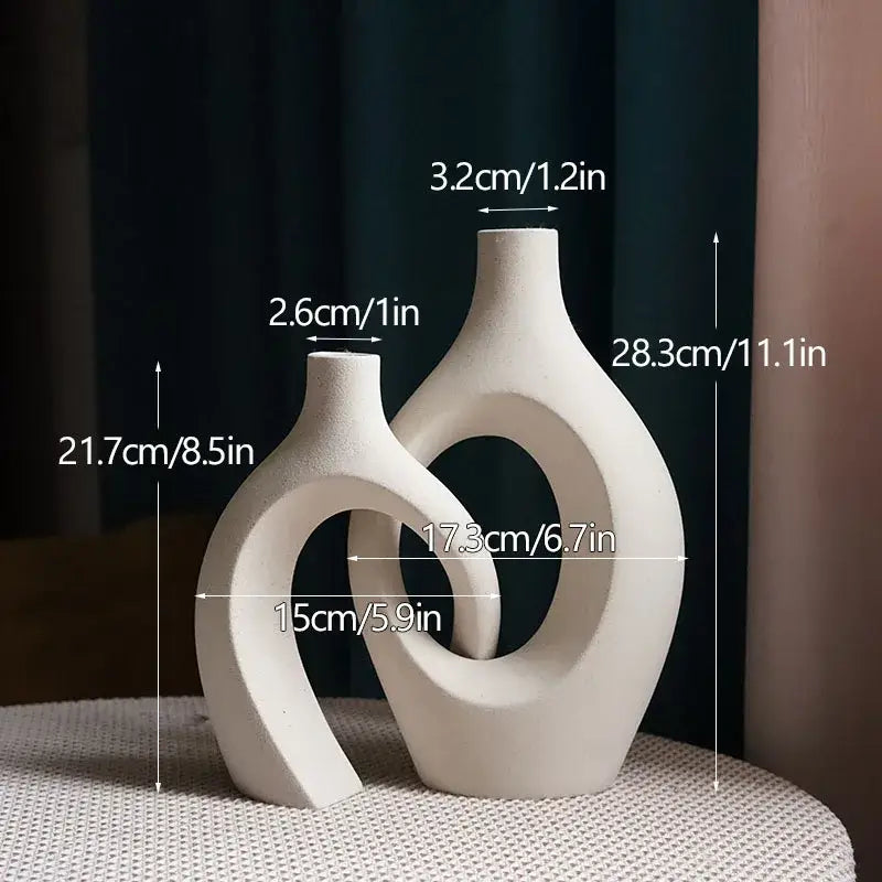 Minimalist white ceramic vase set living room large 21cm home decor