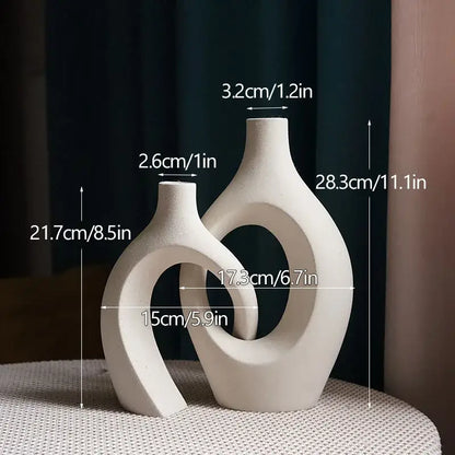 Minimalist white ceramic vase set living room large 21cm home decor