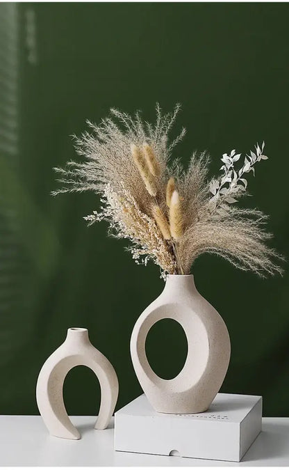 Minimalist white ceramic vase set living room large 21cm home decor
