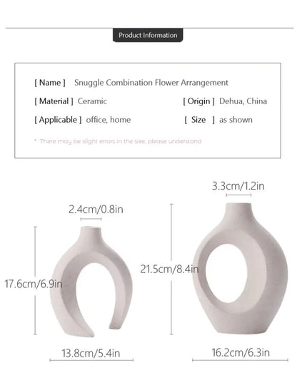 Minimalist white ceramic vase set living room large 21cm home decor