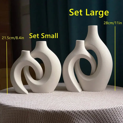 Minimalist white ceramic vase set living room large 21cm home decor
