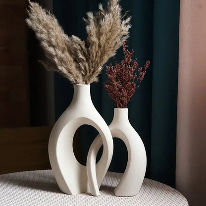 Minimalist white ceramic vase set living room large 21cm home decor