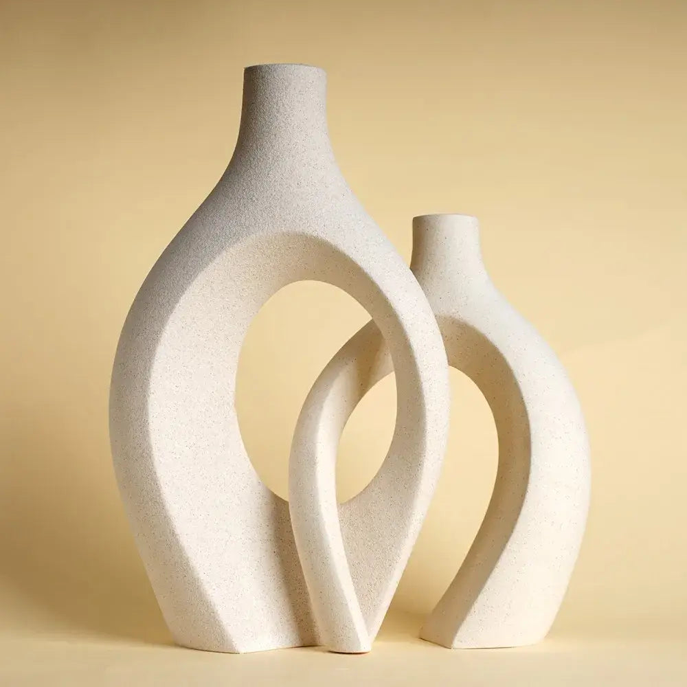 Minimalist white ceramic vase set living room large 21cm home decor