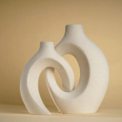 Minimalist white ceramic vase set living room large 21cm home decor