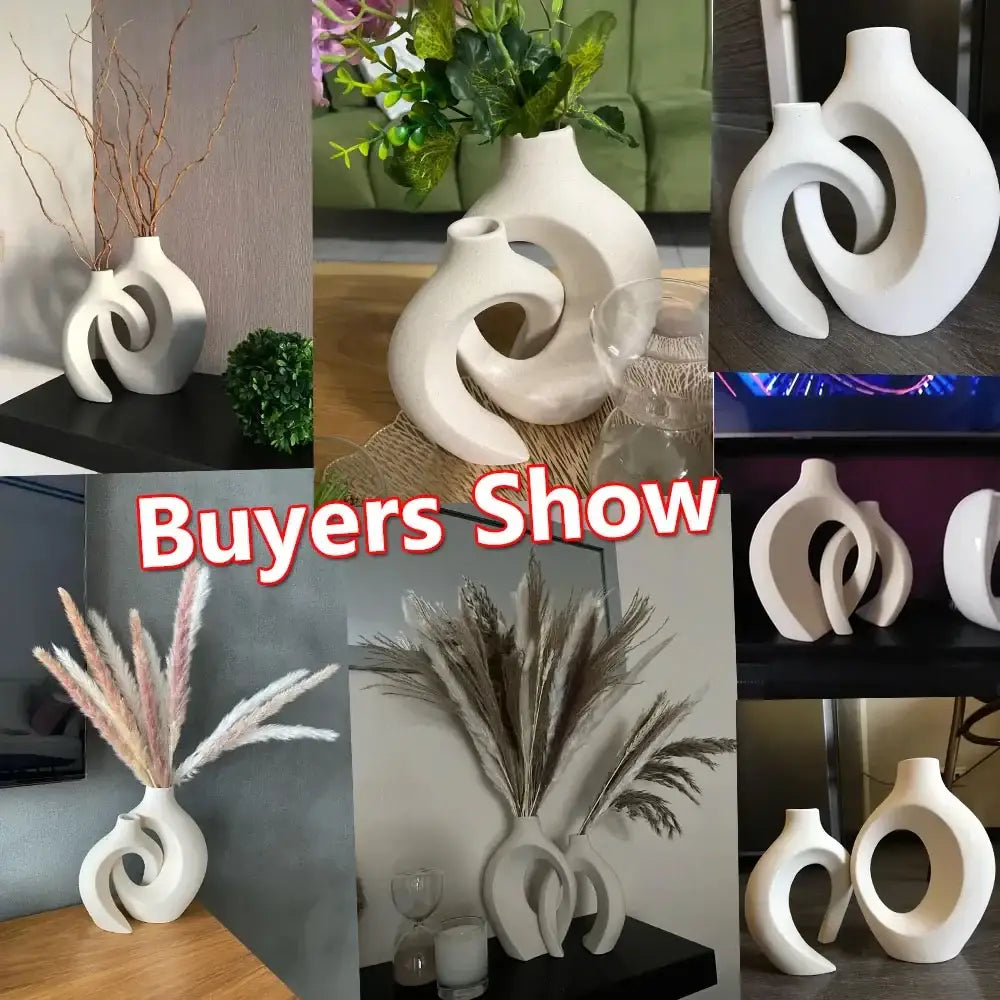Minimalist white ceramic vase set living room large 21cm home decor