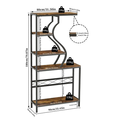 Industrial black & wood 5-tier plant stand display rack living room